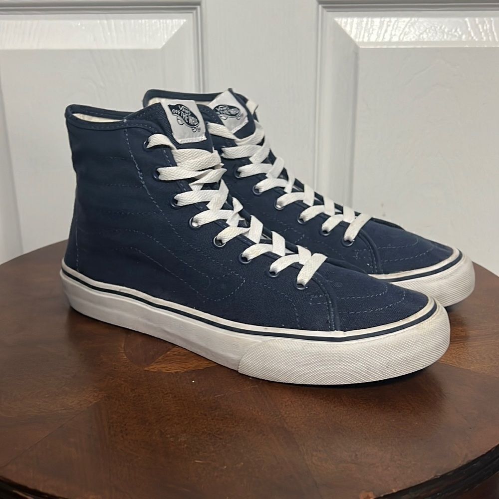 🔥🔥 VANS OLD SKOOL SK8 Hi Canvas Navy Sneakers‎ - Men 8 / Women 9.5 - EXCELLENT
